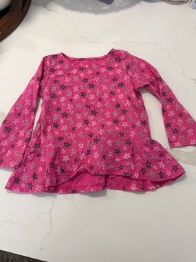 Baby girl top - pink with silver stars